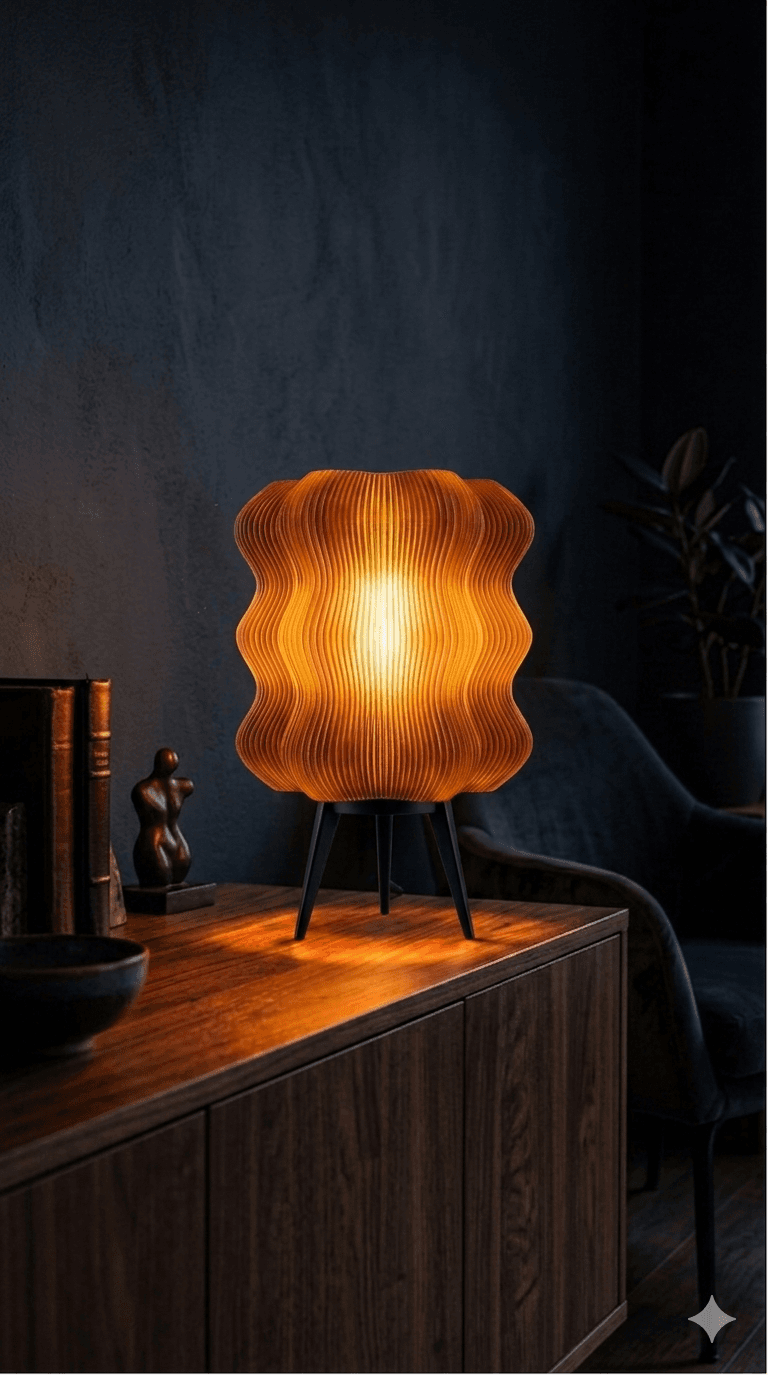 Amber wave lamp in styled setting